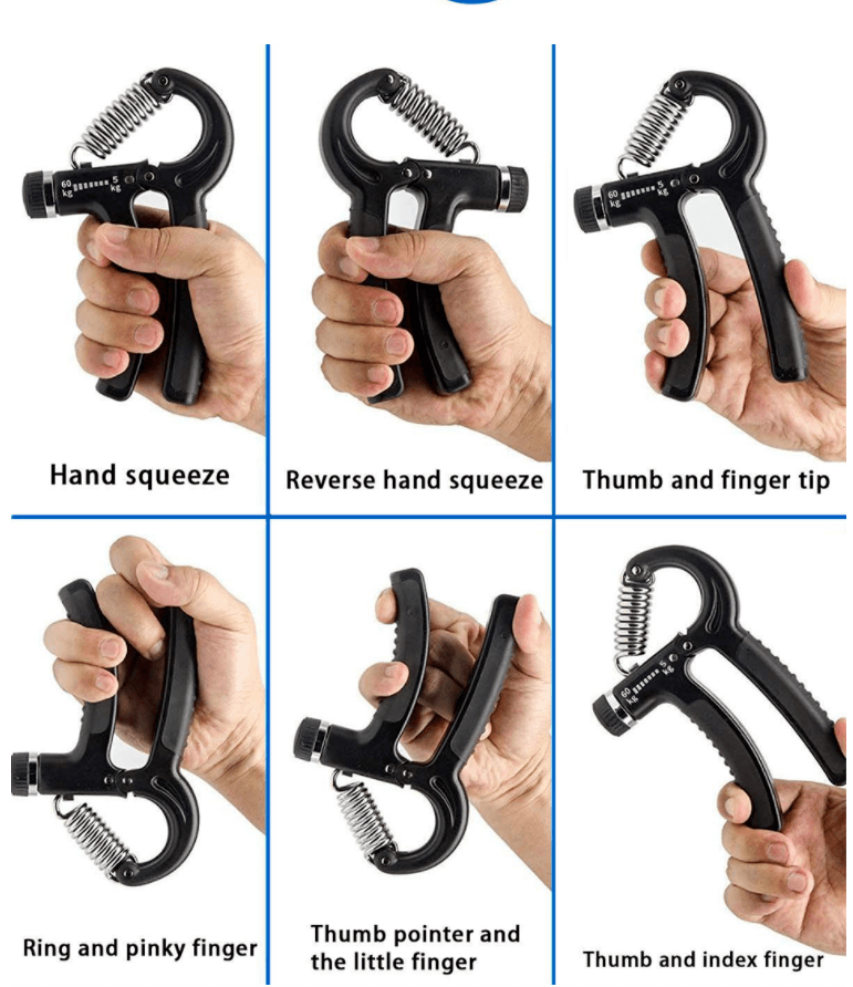 PowerGrip Strength Trainer displayed with various