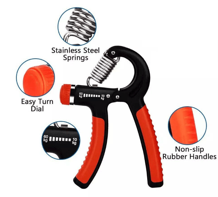 PowerGrip Strength Trainer displayed with various